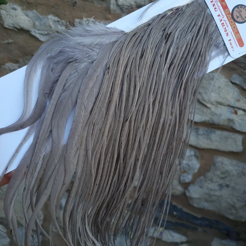 Whiting 1/2 BRONZE Grade Dry Fly Rooster Saddle in Medium Dun-5